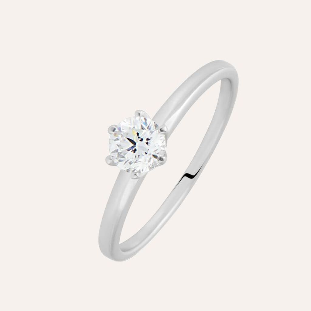 Anello Solitario Diamade Oro Bianco Diamante Lab-Grown