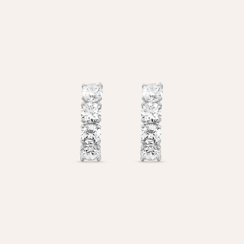 Orecchini Lobo Claire Oro Bianco Cubic Zirconia - Orecchini a Lobo Donna | Stroili