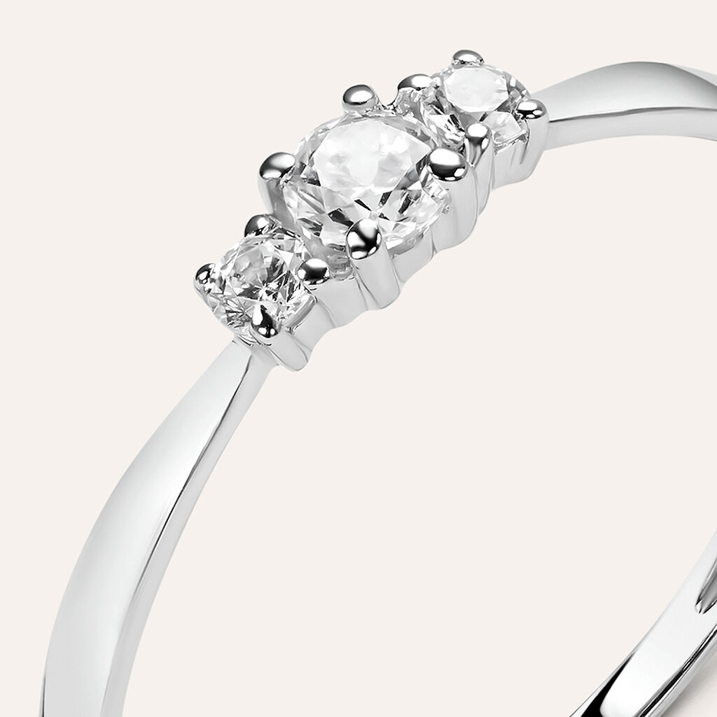 Anello Trilogy Claire Oro Bianco Cubic Zirconia - Anelli con Pietre Donna | Stroili
