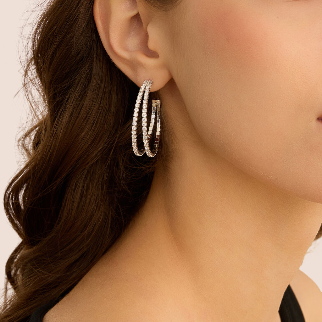 Orecchini A Cerchio Romantic Shine Metallo Cristallo - Orecchini a Cerchio Donna | Stroili