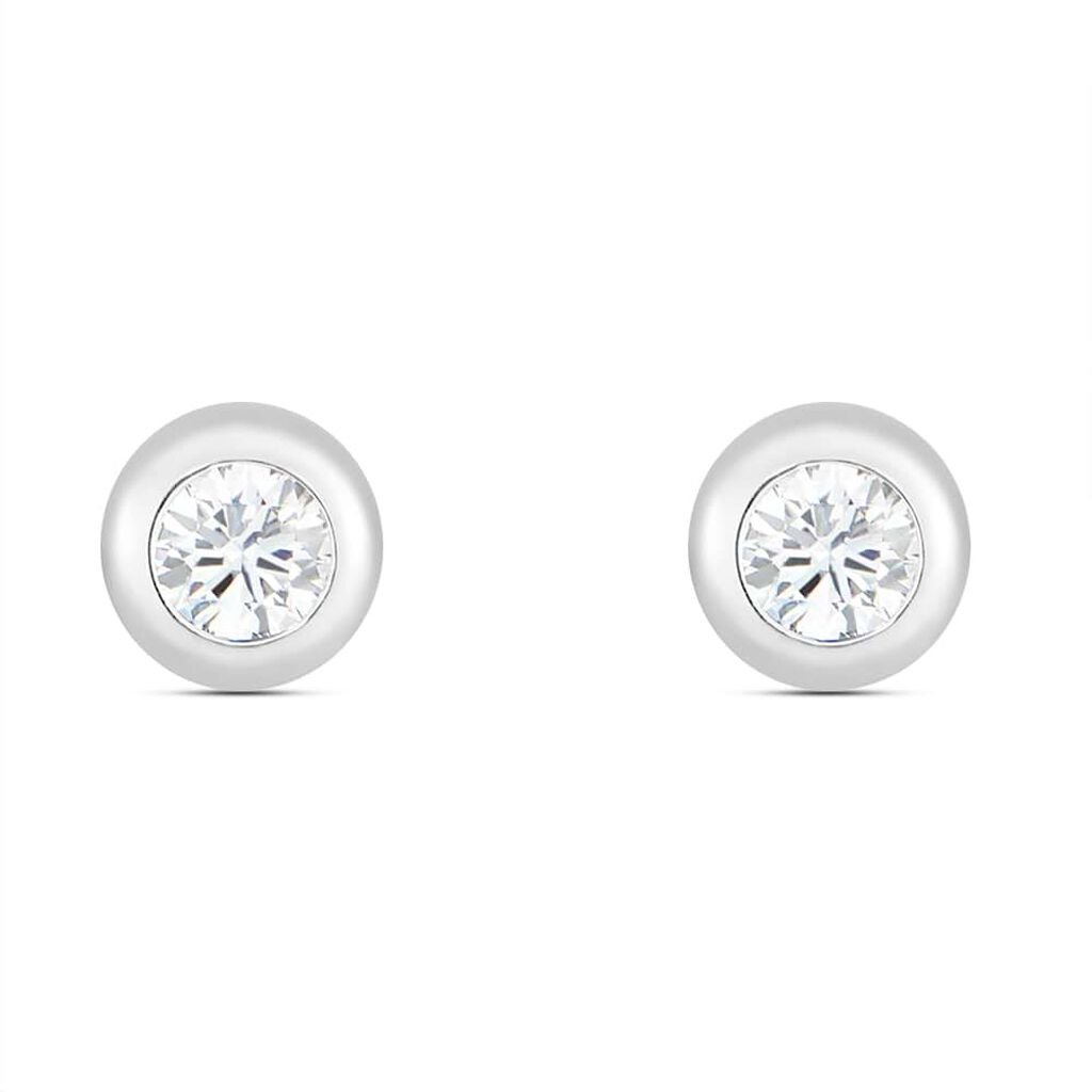 Orecchini Lobo Punto Luce Diamade Oro Bianco Diamante Lab-Grown