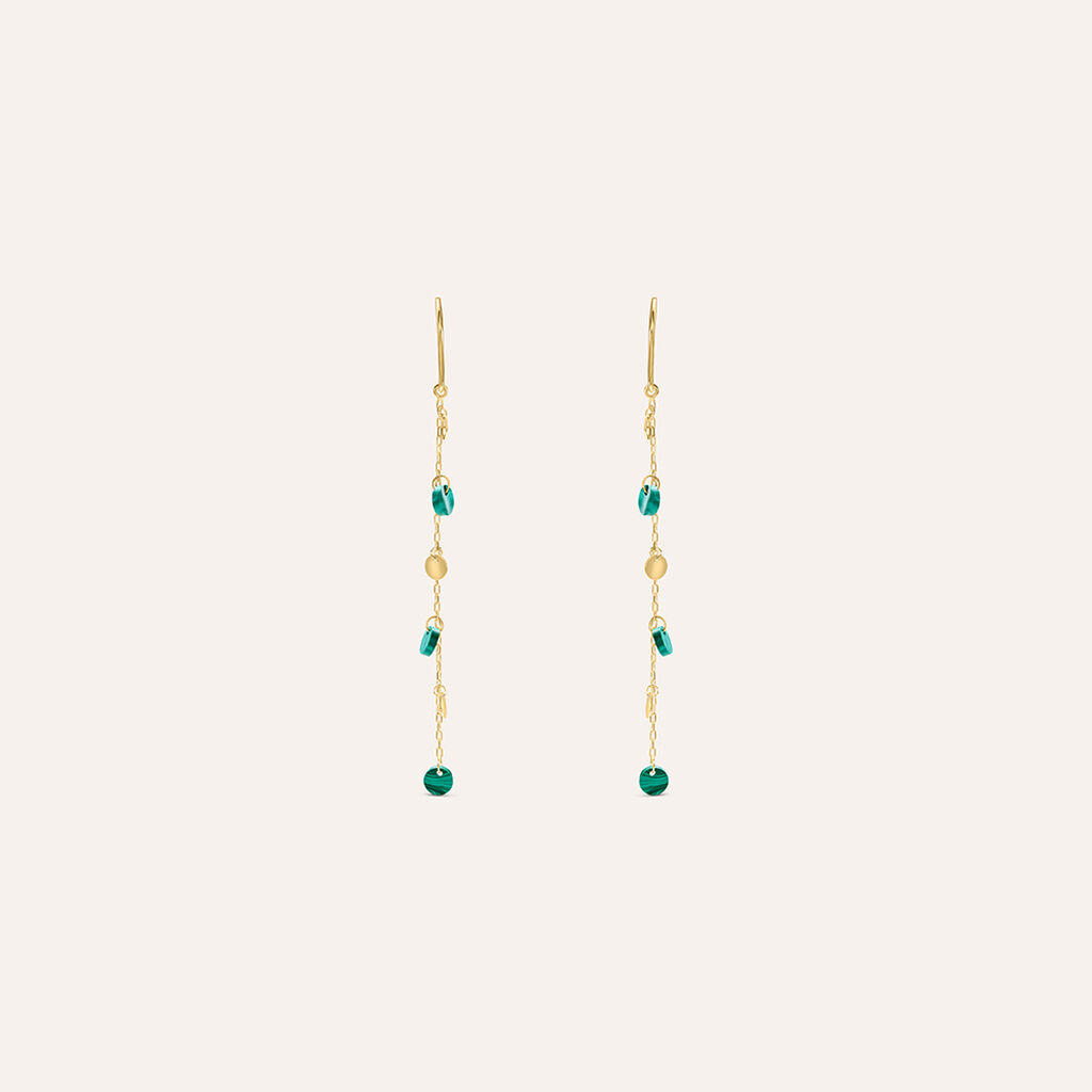 Orecchini Pendenti Beverly Oro Giallo Malachite