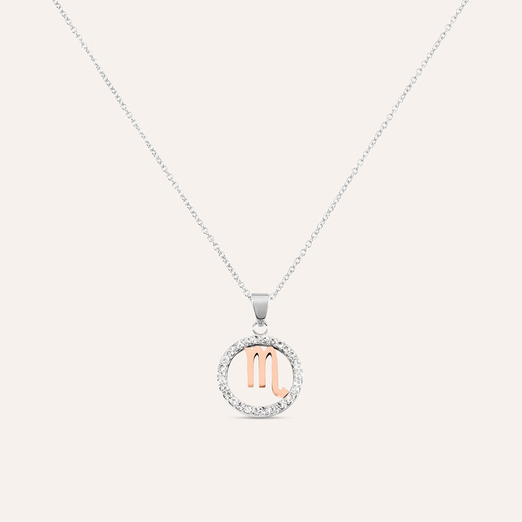 Collana Sunrise Acciaio Bicolore Bianco / Rosa Cubic Zirconia