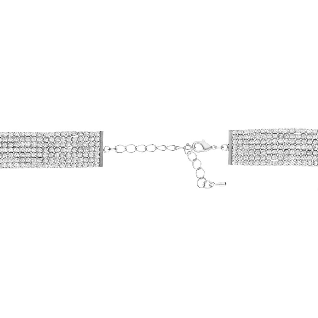 Collana multifilo larga in metallo rodiato con strass - Collane Donna | Stroili