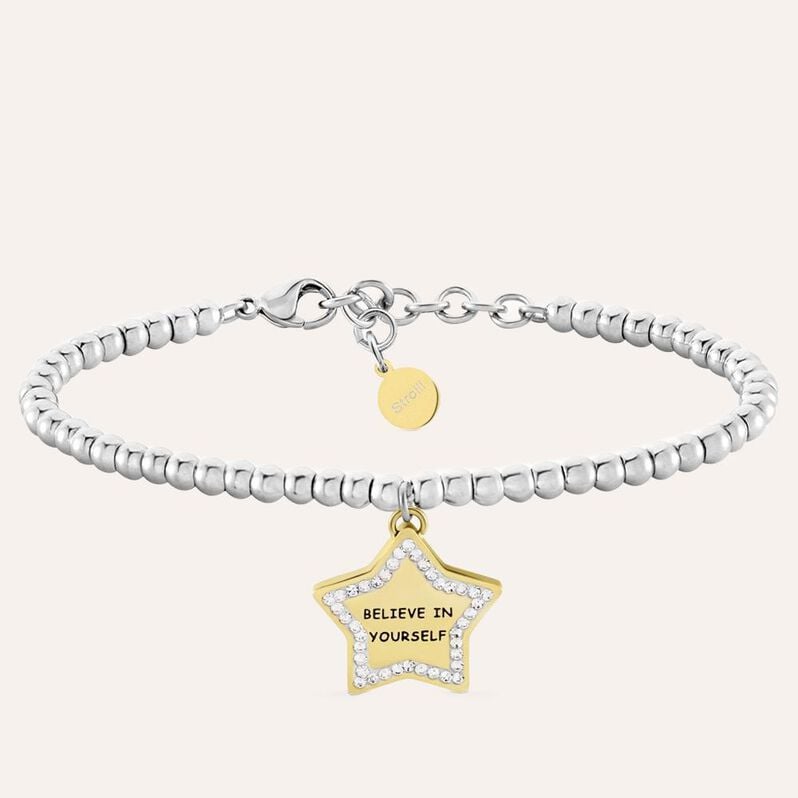 Bracciale Sunrise Acciaio Bicolore Giallo / Bianco Cristallo - Bracciali Donna | Stroili