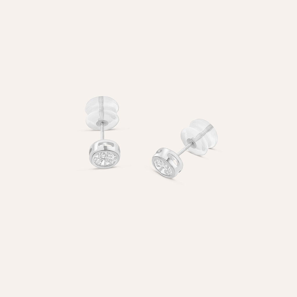 Orecchini Lobo Punto Luce Claire Oro Bianco Cubic Zirconia - Orecchini a Lobo Donna | Stroili