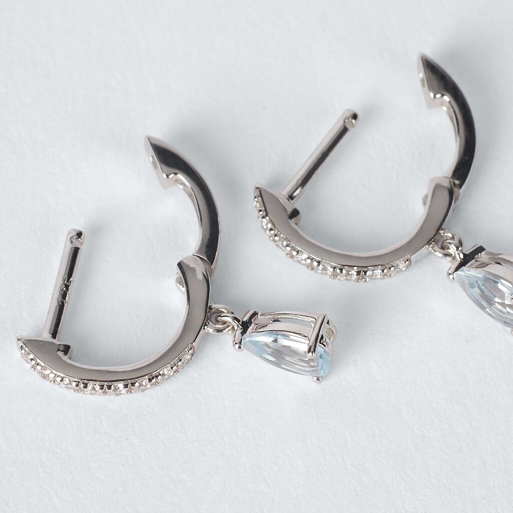 Orecchini A Cerchio Am&eacute;lie Oro Bianco Topazio Cubic Zirconia