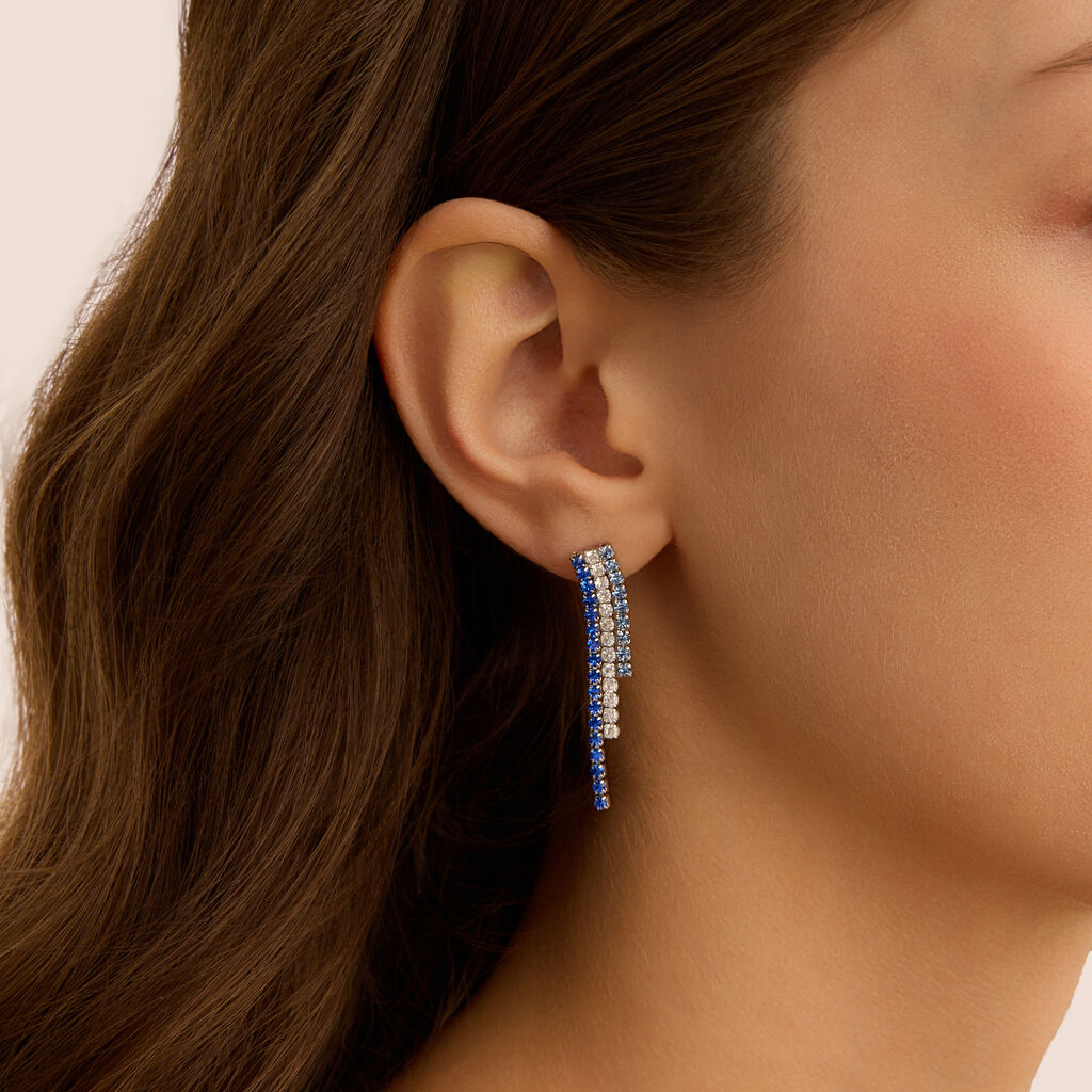 Orecchini Pendenti Tennis Romantic Shine Metallo Cristallo