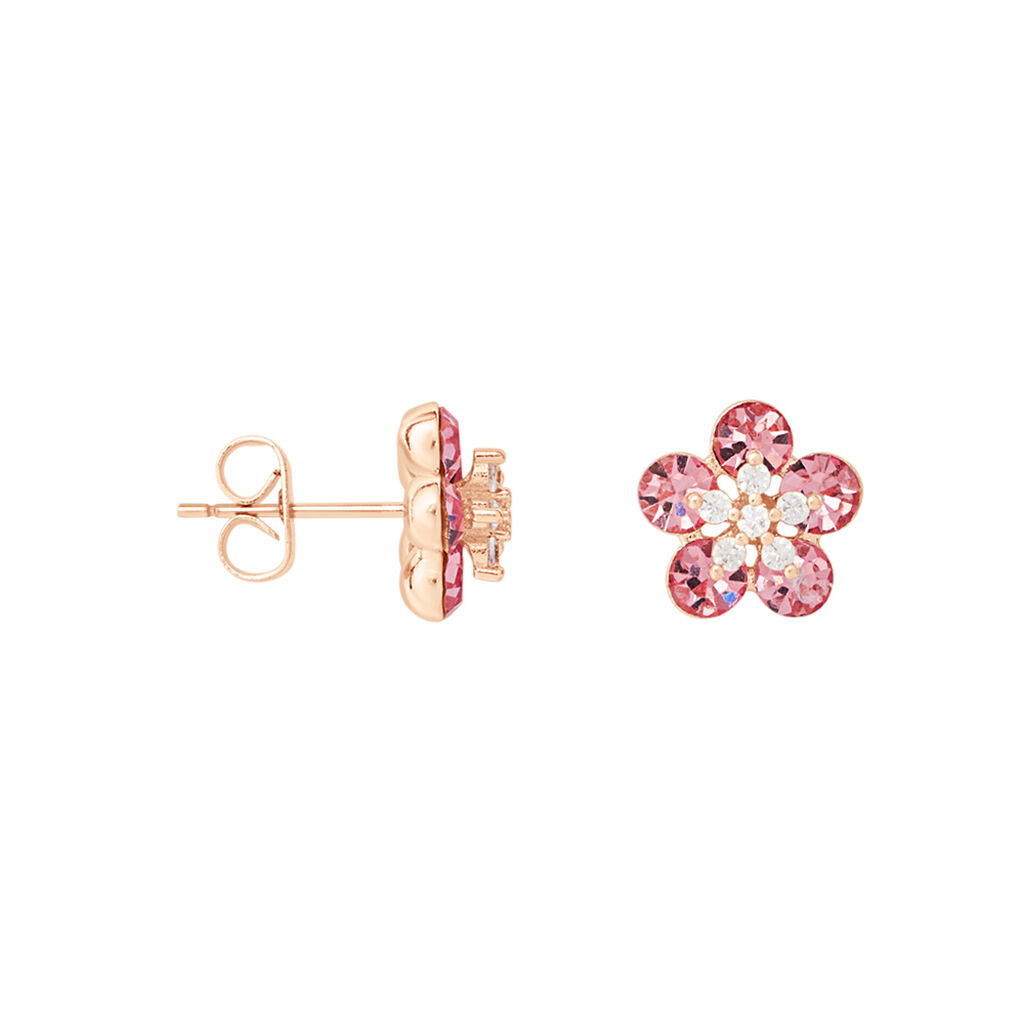 Orecchini Lobo Romantic Shine Ottone Rosa Cristallo - Orecchini a Lobo Donna | Stroili