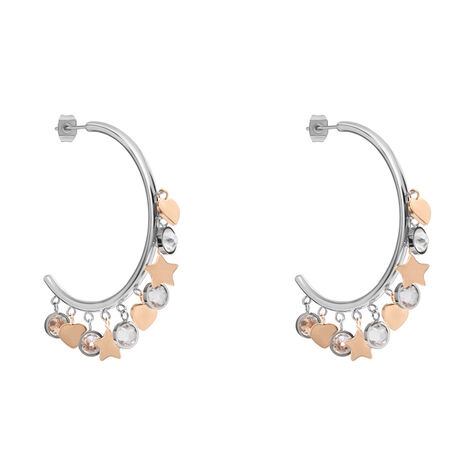 Orecchini A Cerchio Sunrise Acciaio Bicolore Bianco / Rosa Cristallo - Orecchini a Cerchio Donna | Stroili