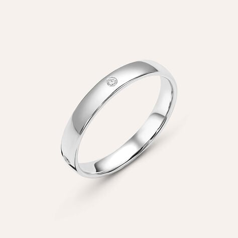 Fede Comoda 3.1 mm Oro Bianco Diamante - Anelli con Incisione Unisex | Stroili