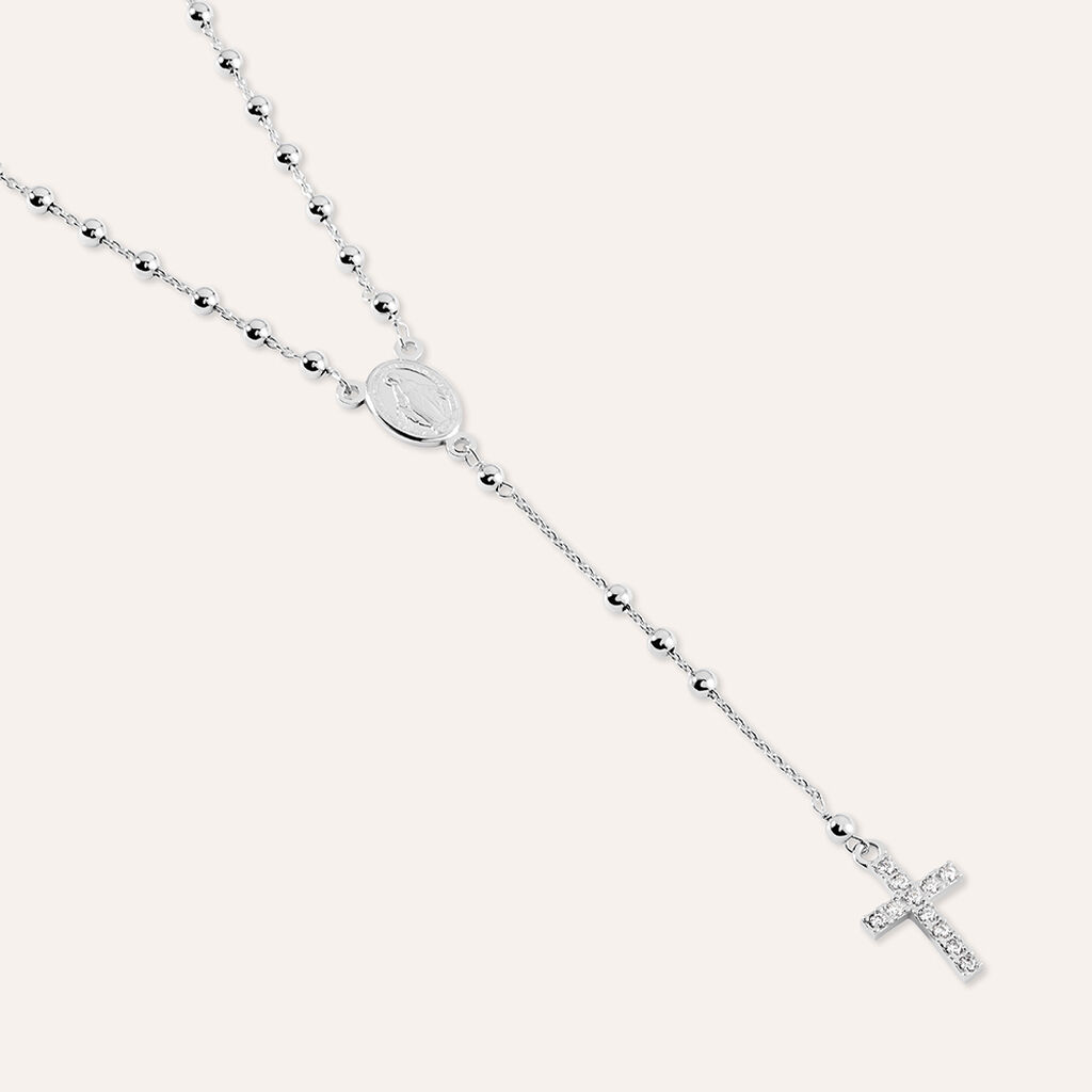 Collana Rosario Silver Collection Argento Rodiato Cubic Zirconia
