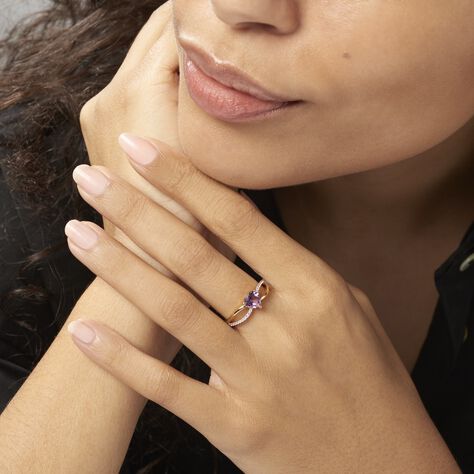 Anello Am&eacute;lie Oro Giallo Ametista Cubic Zirconia - Anelli con Pietre Donna | Stroili
