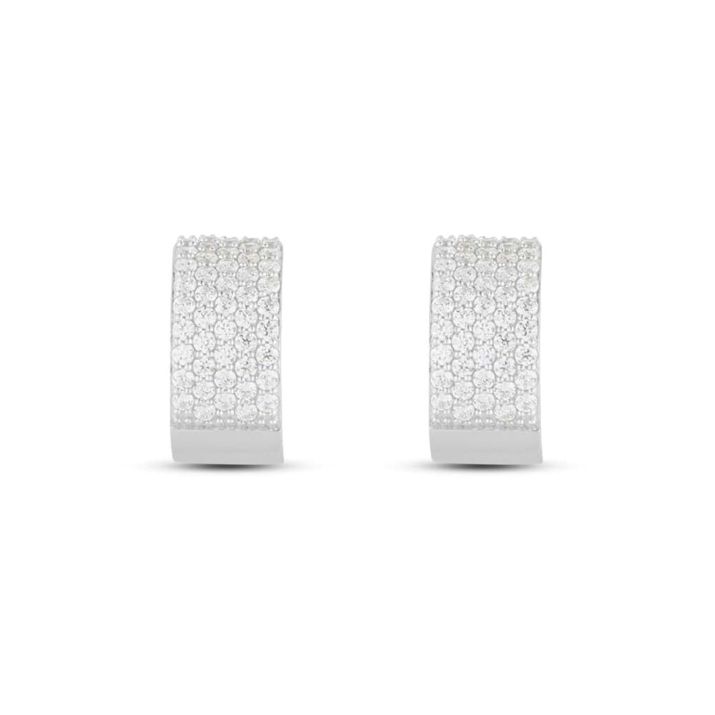 Orecchini Lobo Claire Oro Bianco Cubic Zirconia - Orecchini a Lobo Donna | Stroili