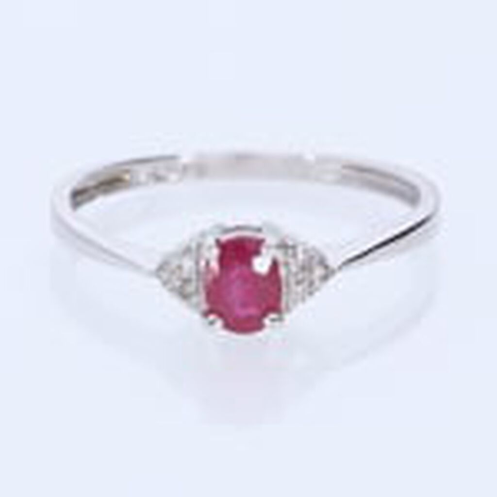 Anello Solitario Elizabeth Crown Oro Bianco Rubino Diamante - Anelli con Pietre Donna | Stroili