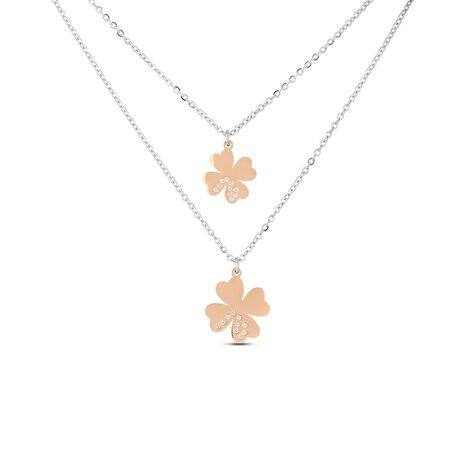 Collana Lady Chic Acciaio Bicolore Quadrifoglio e Cristalli - Collane Donna | Stroili