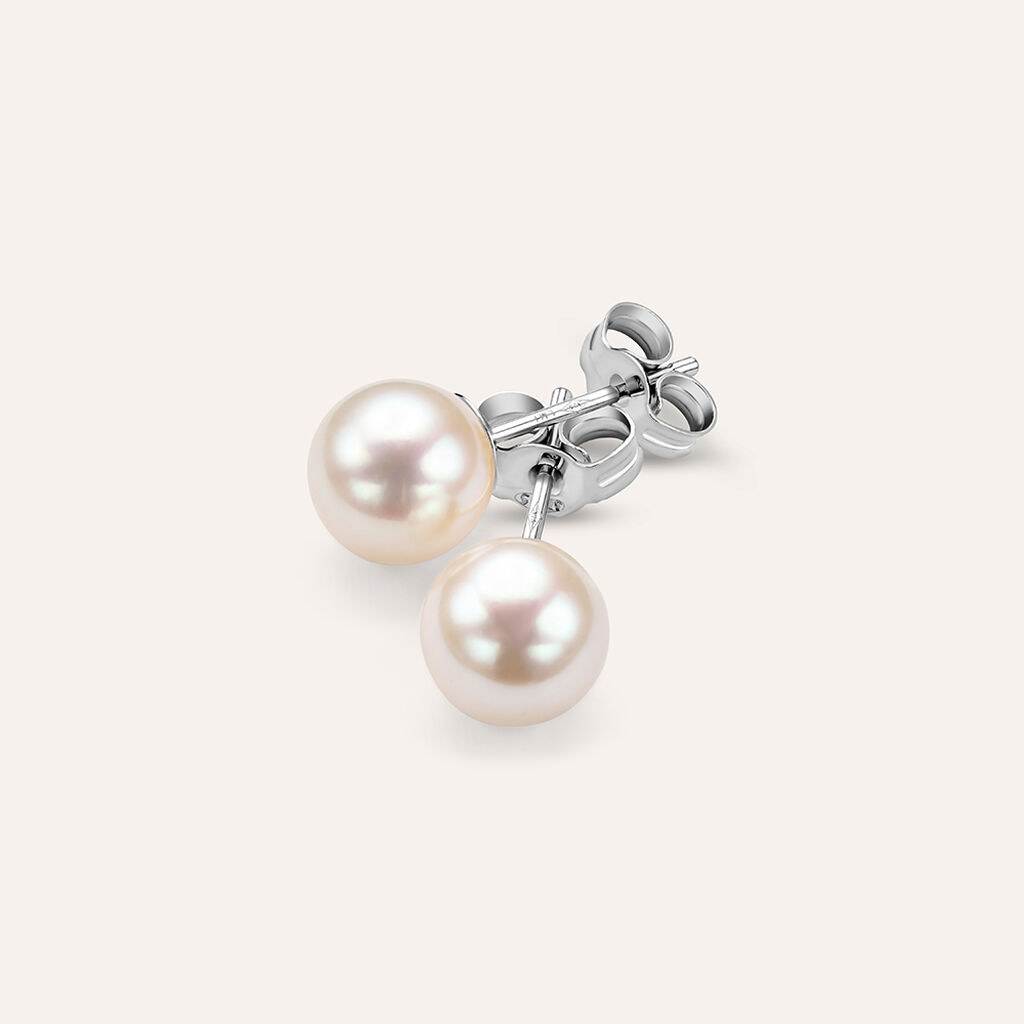 Orecchini Lobo Gabrielle Oro Bianco Perla D'Acqua Dolce - Orecchini a Lobo Donna | Stroili