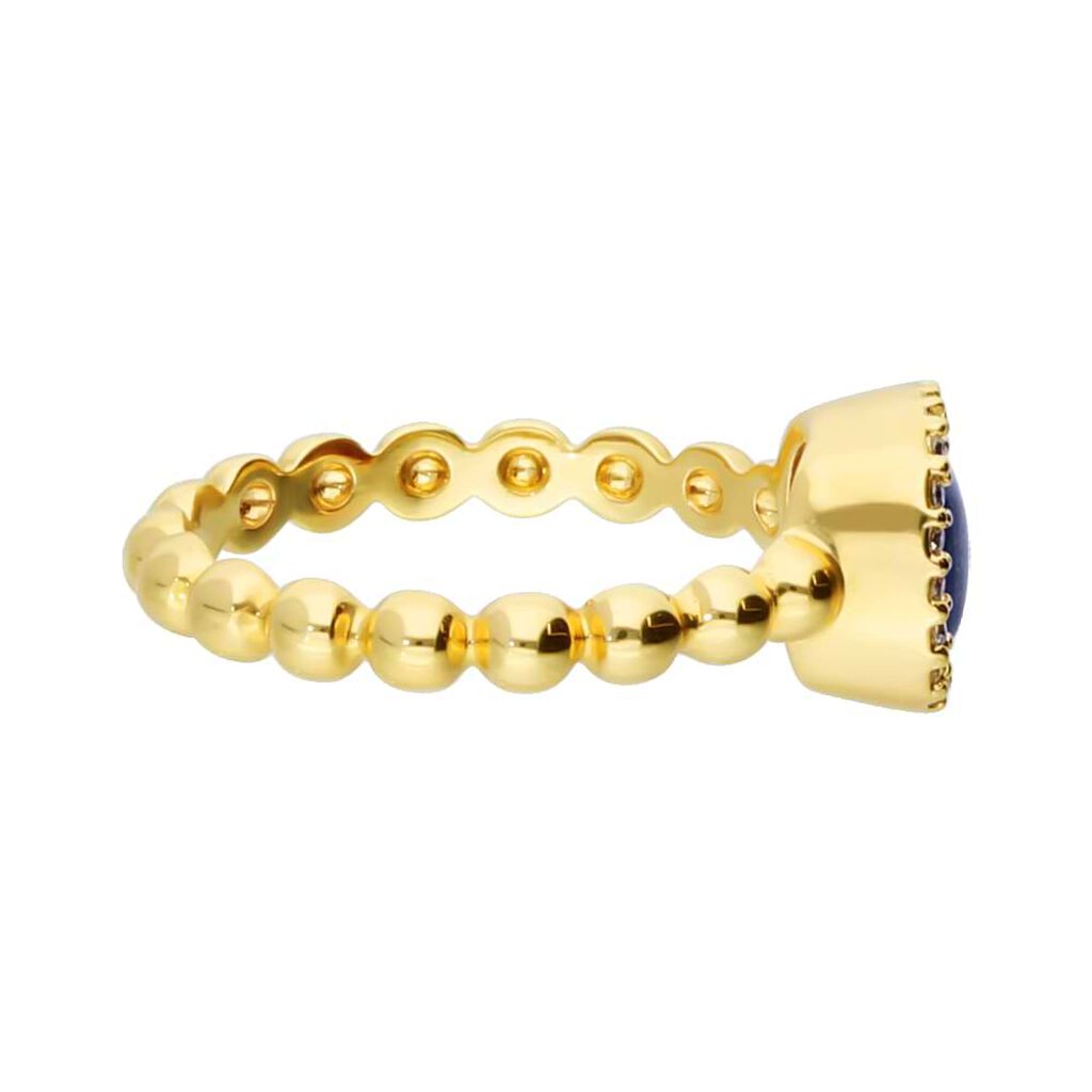 Anello placcato oro con pietra blu e zirconi - Anelli Donna | Stroili