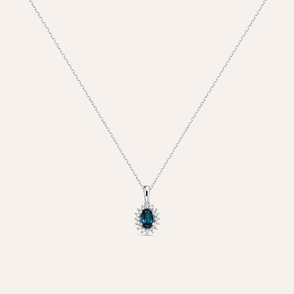 Collana Am&eacute;lie Oro Bianco Topazio Cubic Zirconia