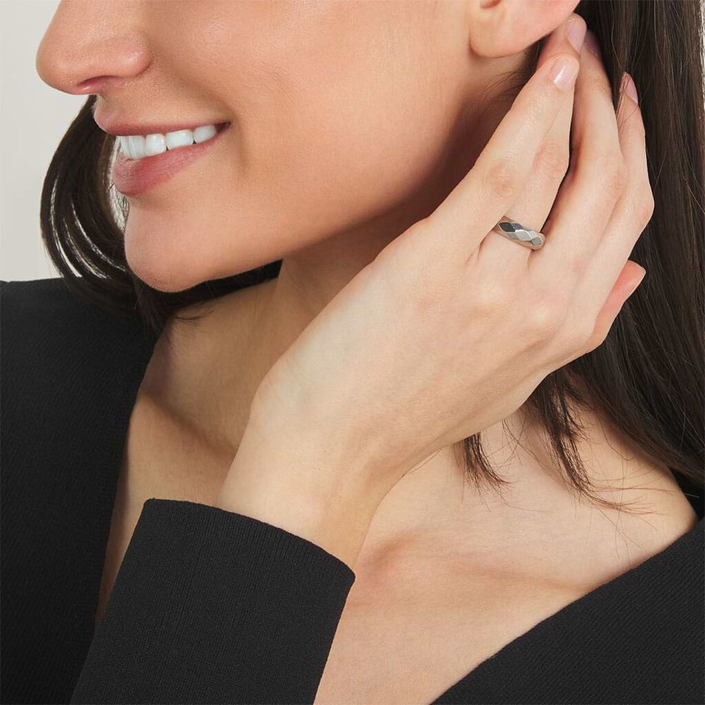 Anello a Fascia Lady Code Acciaio Bicolore Diamantato - Anelli Moderni Donna | Stroili