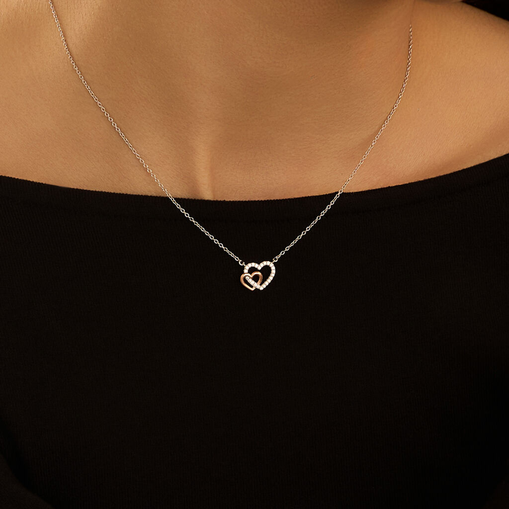 Collana Silver Moments Argento Bicolore Bianco / Rosa Cubic Zirconia - Collane Donna | Stroili
