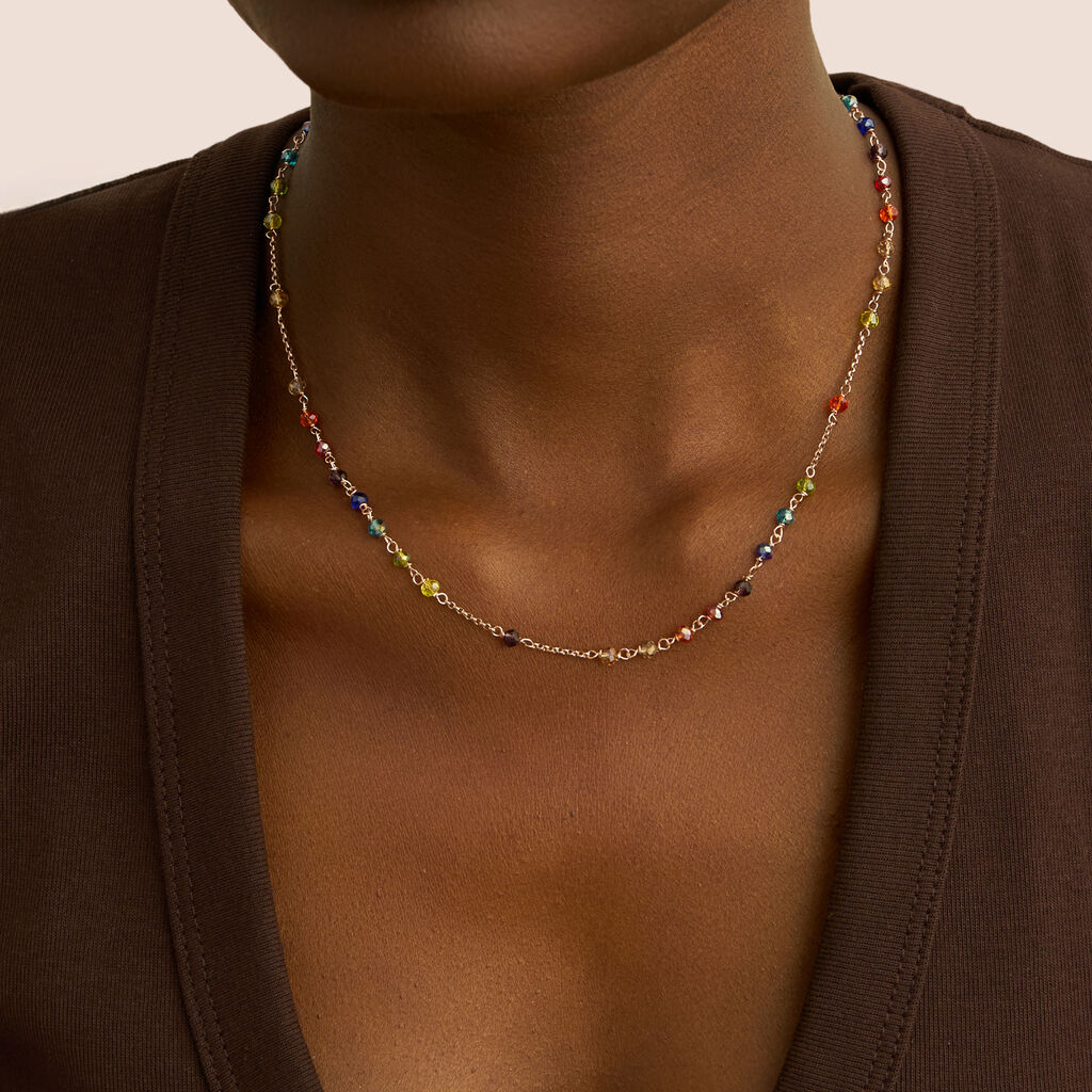 Collana Silver Collection Argento Rosa Cristallo