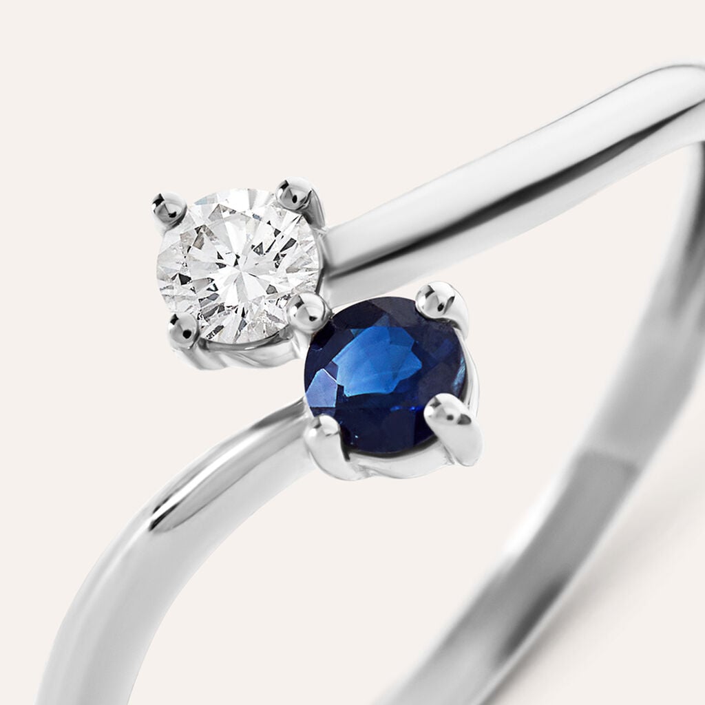 Anello Bilogy Toi Et Moi Charlotte Oro Bianco Zaffiro Diamante