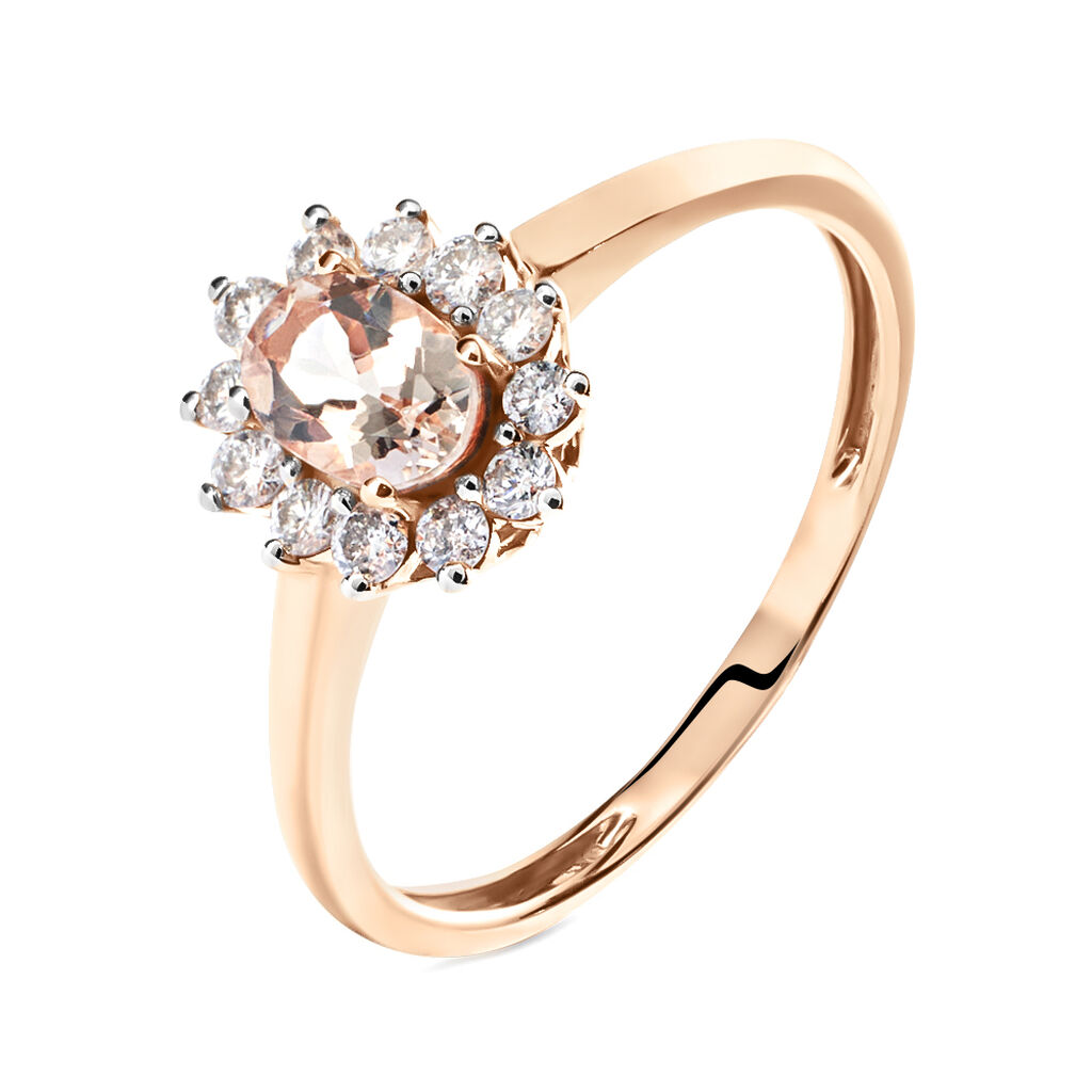 Anello Solitario Jasmine Oro Rosa Morganite Diamante