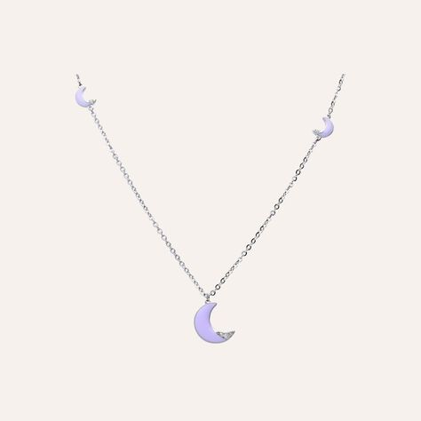Girocollo lungo con simboli luna lilla in acciaio e strass - Collane Donna | Stroili