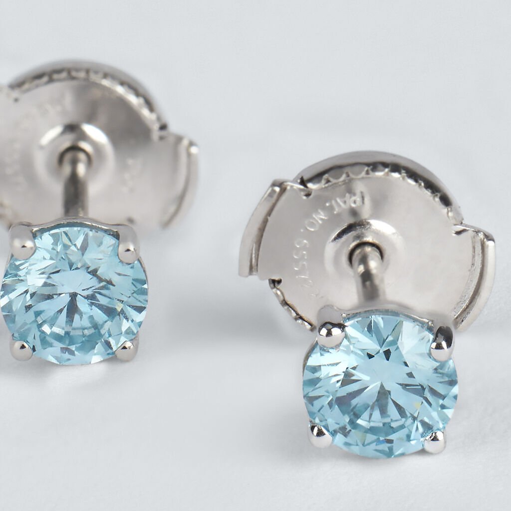 Orecchini Lobo Punto Luce Diamade Oro Bianco Diamante Lab-Grown