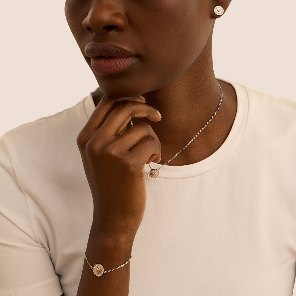 Collana Sunrise Acciaio Rosa Cristallo