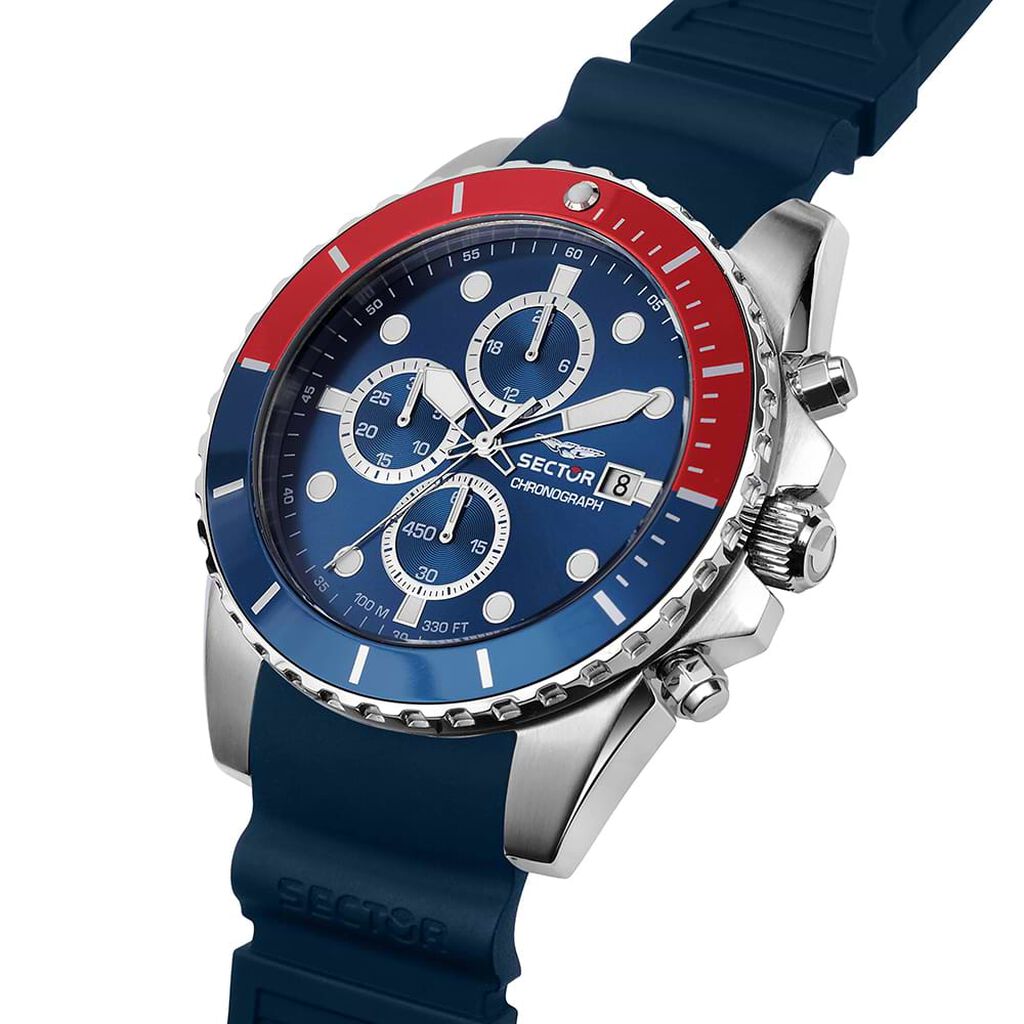 Orologio Sector cronografo cinturino in silicone blu e cassa in acciaio