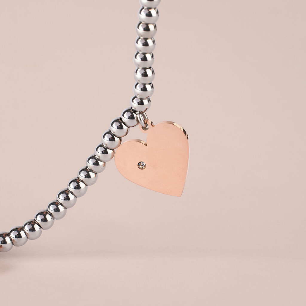 Bracciale Lady Chic Acciaio Bicolore Bianco / Rosa Cristallo - Bracciali con Incisione Donna | Stroili