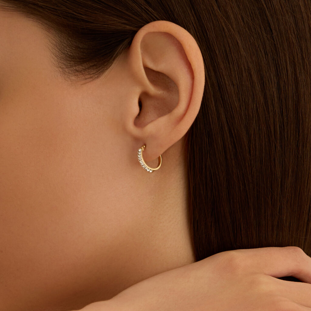 Orecchini A Cerchio Toujours Oro Giallo Cristallo