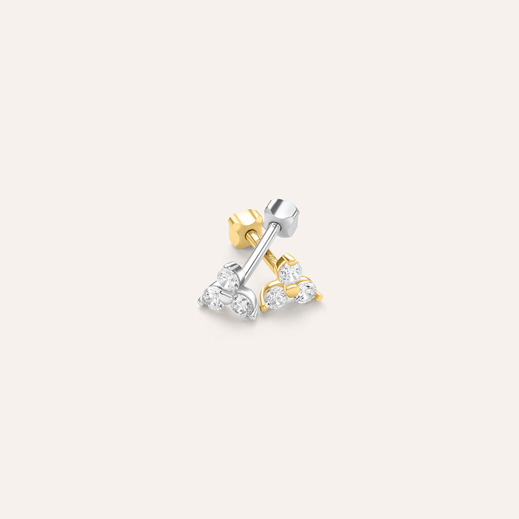 Piercing Orecchio Tragus Helix Conch Ear Shine Oro Giallo Cubic Zirconia