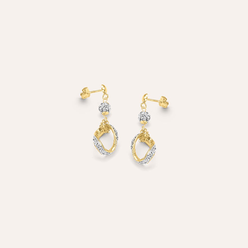 Orecchini Pendenti Crystal Gold Oro Giallo Cristallo