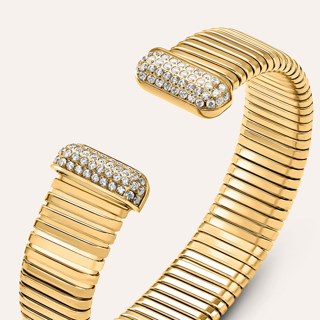 Bangle Lady Code Acciaio Dorato Cristallo - Bracciali Rigidi Donna | Stroili