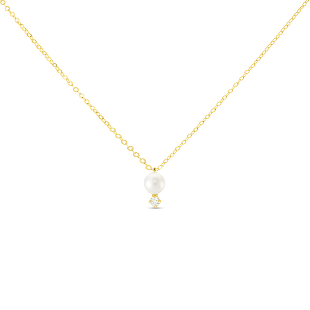 Collana Gabrielle Oro Giallo Perla D'Acqua Dolce Cubic Zirconia - Collane Donna | Stroili