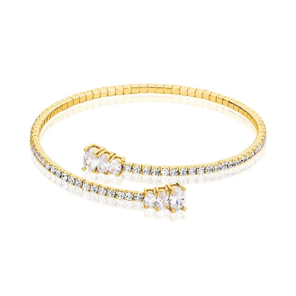 Bangle in metallo dorato e strass