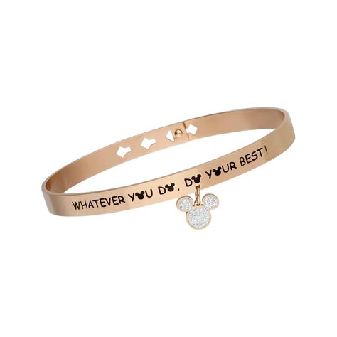 Bangle Lady Message Acciaio Rosato Disney e Cristalli - Bracciali Donna | Stroili