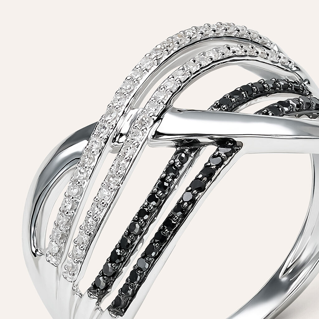 Anello Fascia Sophia Oro Bianco Diamante - Anelli a Fascia Larga Donna | Stroili