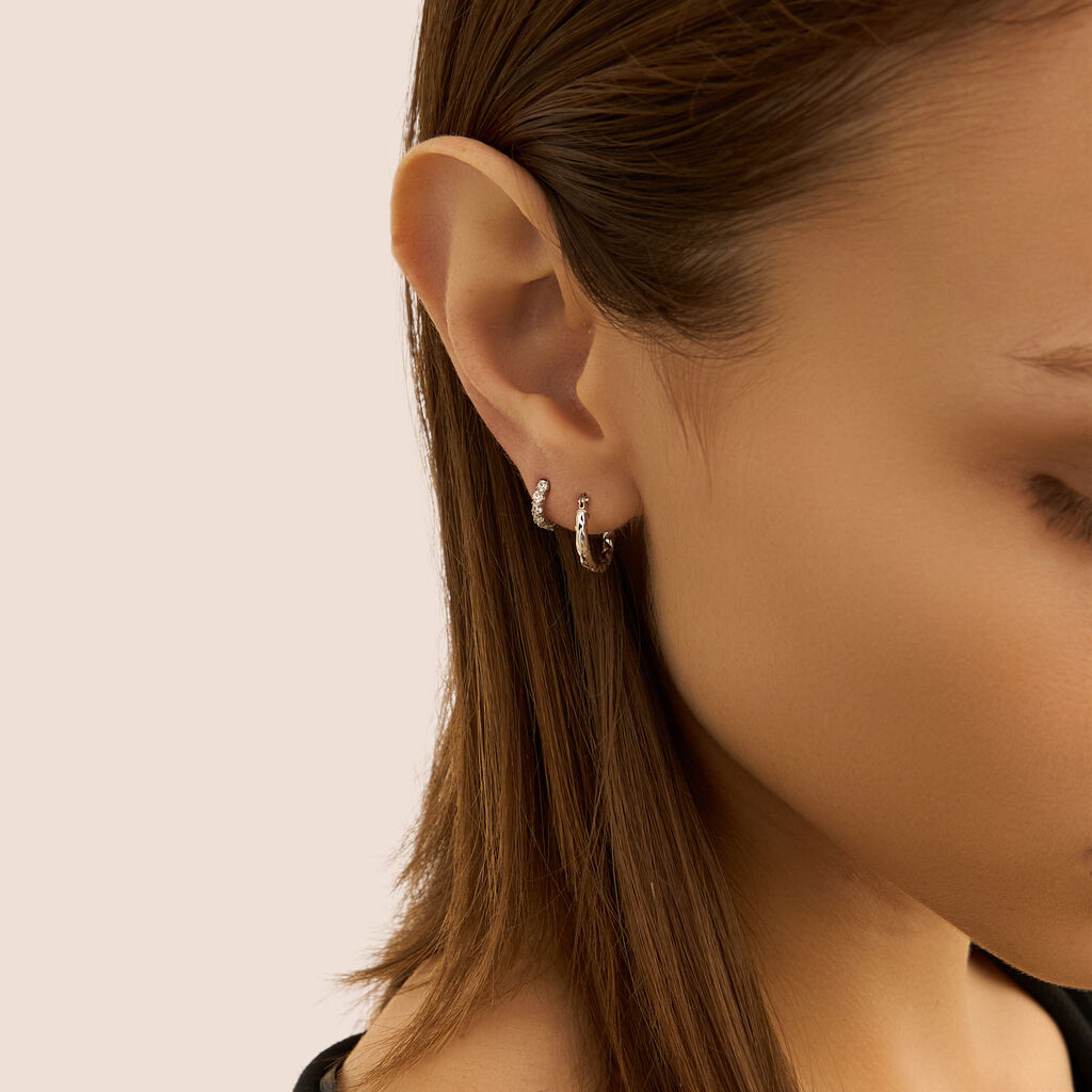 Orecchini A Cerchio Toujours Oro Bianco Cubic Zirconia