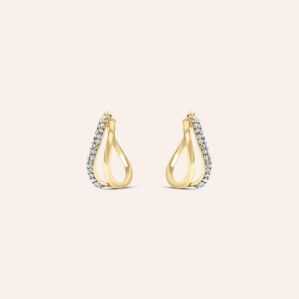 Orecchini A Cerchio Toujours Oro Giallo Cristallo