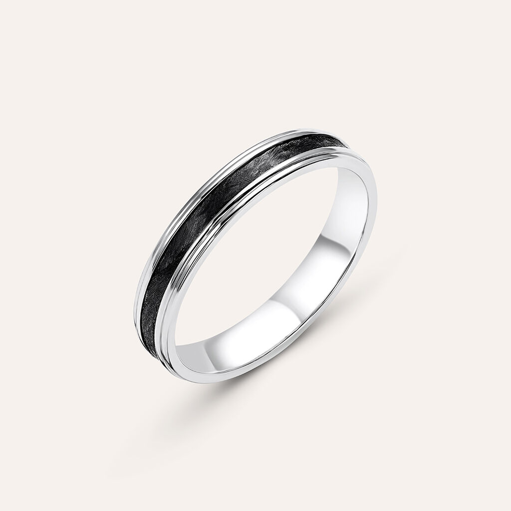 Fede Classica Carbonio 3.5 mm Oro Bianco - Anelli con Incisione Uomo | Stroili