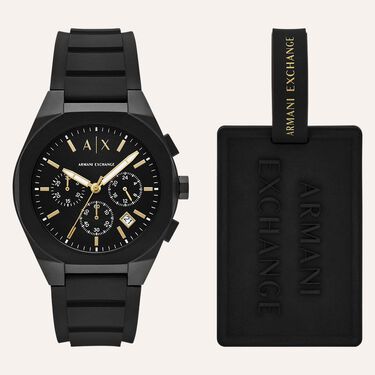 Set Orologio Al Quarzo Armani Exchange con Targhetta per Valigia Ax7165set
