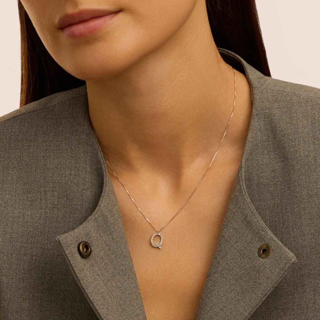 Collana Diamond Letters Oro Bianco Diamante