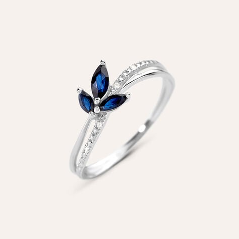 Anello Fantasia Charlotte Oro Bianco Zaffiro Diamante - Anelli con Pietre Donna | Stroili