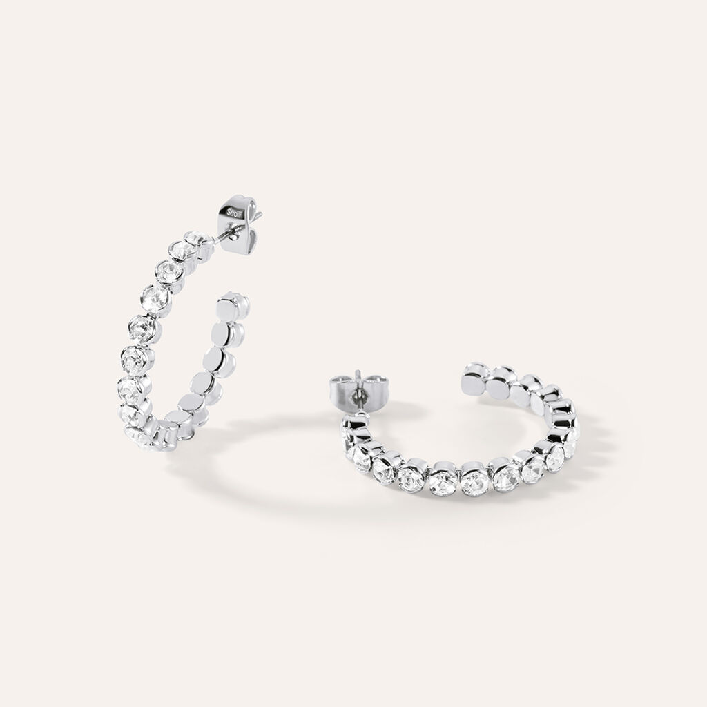 Orecchini A Cerchio Romantic Shine Metallo Cristallo - Orecchini a Cerchio Donna | Stroili