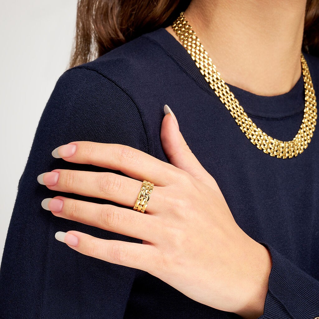 Anello Panther Chain Radiance Acciaio Dorato