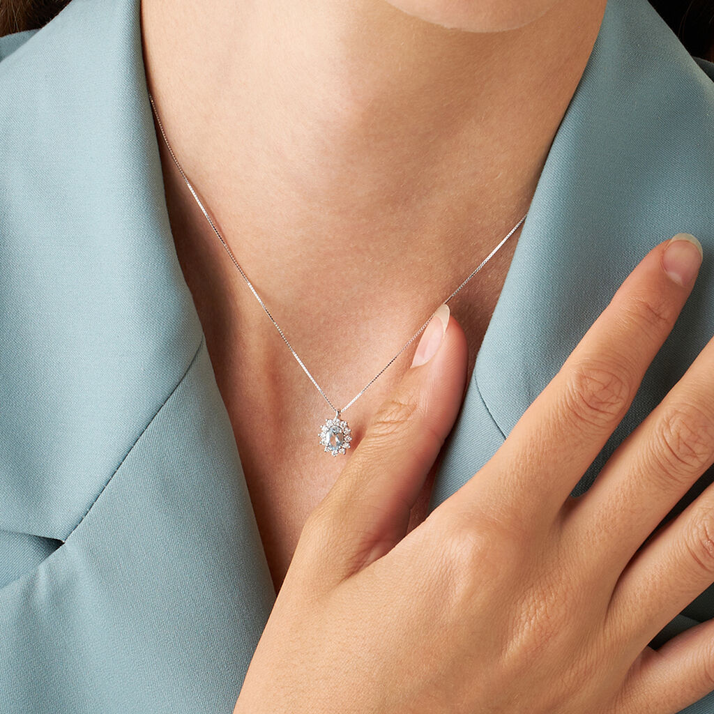 Collana Jasmine Oro Bianco Acquamarina Diamante - Collane Donna | Stroili